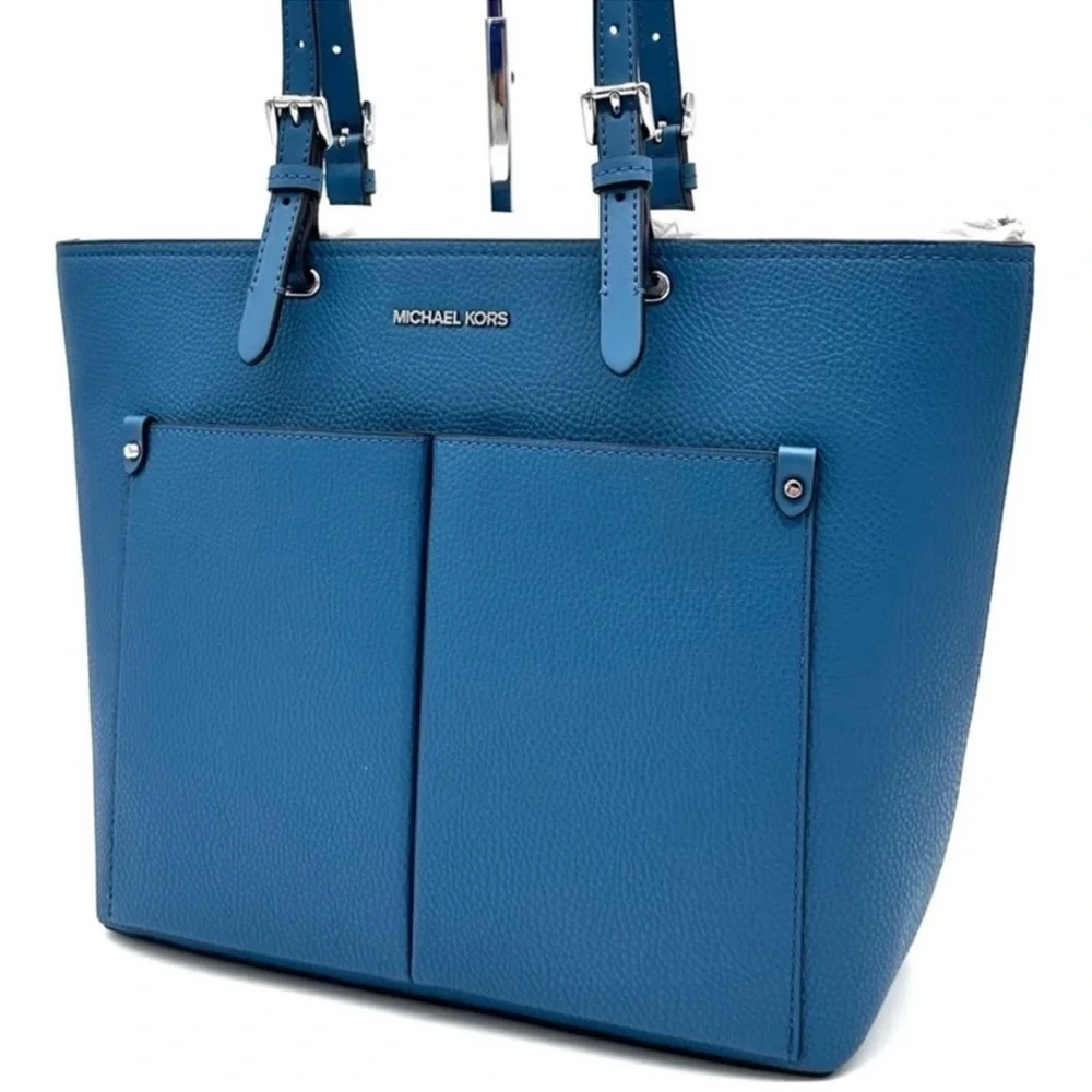 Michael Kors Womens Jet Set Travel Medium Double Pocket Tote Bag Teal (NWT)
